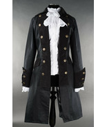 Black Gothic Victorian Officers Jacket Steampunk Long Pirate Princess Coat - £94.89 GBP