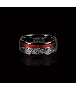 8mm Men&#39;s Tungsten Carbide Ring With Rosewood Inlay And Silver Wire Thread - $70.00