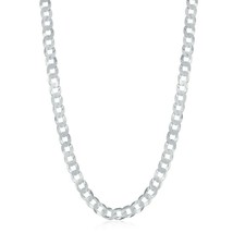 Rhodium Plated Sterling Silver 4.4mm Urban Cuban Chain Necklace - £85.32 GBP+