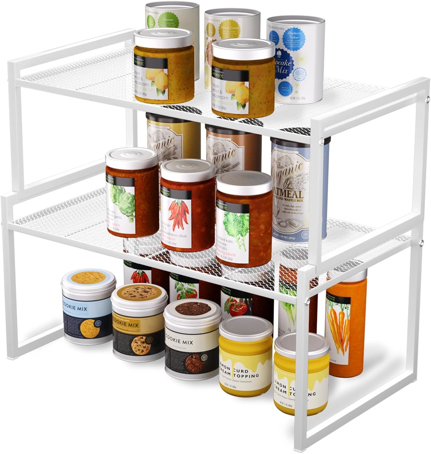 Set Of 2 Kitchen Cabinet Organizer Shelf Stackable Sturdy Metal Counter - $39.93