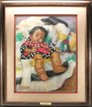 Little Cheyenne Original Pastel Painting by Carol Theroux 28 x 24 Frame Mat COA - £1,278.96 GBP