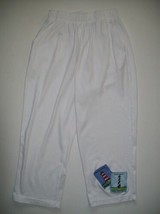 Small White Knit Cropped Capri Pants Stretch 26&quot; to 40&quot; W Lighthouse Applique S - £5.55 GBP