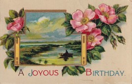 Joyous Birthday Flowers Scene 1914 Golden City MO to Bower Mills Postcard E12 - £7.45 GBP