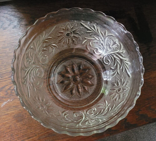 Vintage Cut Glass Pressed Bowl Food Salad Decorative Collectible Dinner  8&quot; - $19.99