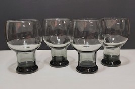 Set Of 4 Vtg Libbey Gray Smoke Stax Glasses 5.5&quot; Tall - £30.40 GBP
