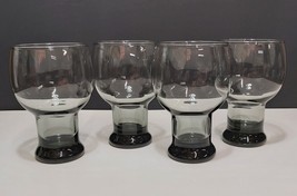 Set Of 4 Vtg Libbey Gray Smoke Stax Glasses 5.5&quot; Tall - $38.70