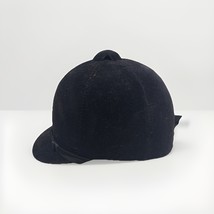 Vintage English Riding Helmet Black Velvet Equestrian Hunt Cap Size 7 - $19.79