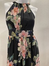 INC Women Sz 2 Black Floral Tie Pleated Maxi Dress Halter Party Summer w... - $24.75