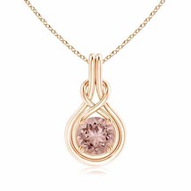 ANGARA Round Morganite Solitaire Infinity Knot Pendant in 14K Solid Gold - £1,061.76 GBP