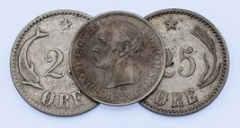 1874-1912 Denmark 10-25 Ore Coin Lot of 3, KM 796.1, 796.2, 807 - $90.98