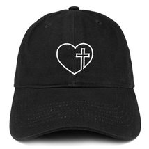 Trendy Apparel Shop Cross in Heart Embroidered Low Profile Soft Cotton Baseball  - £14.94 GBP