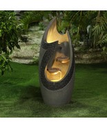 Water Fountain Cement Modern Tiered Patio Fountain with LED Lights Outdoor - $9,017.61 MXN