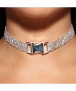 Novel Multi-row Choker Necklace Crystal For Women Vintage Rhinetone Meta... - £26.50 GBP