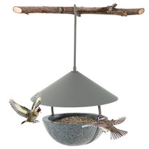 Metal Hanging Bird Feeder and Bath with Weatherproof Dome - Color: Natural - £52.36 GBP