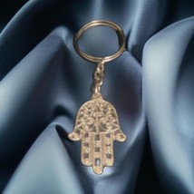 Vintage Moroccan Keychain Ring Hand Carved Silver Hand of Fatima Khamsa Amulet - £7.82 GBP