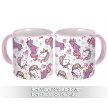 Rainbow Unicorn : Gift Mug Magical Animal Cute Hearts Pattern Kids Room Decor Di - £12.78 GBP