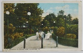 Allentown Pa Entrance to Central Patk c1915 Postcard O11 - £7.09 GBP