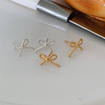 Simple Twisted Rope Bow knot Stud 18k Yellow Gold Plated Minimalist Earring Gift - £37.40 GBP