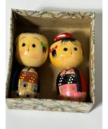 Vtg Hand Painted Japanese Kokeshi Dolls Set Of 2 Small Wooden - $21.67
