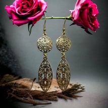 Gold Tone Filigree Teardrop Earrings - $12.46