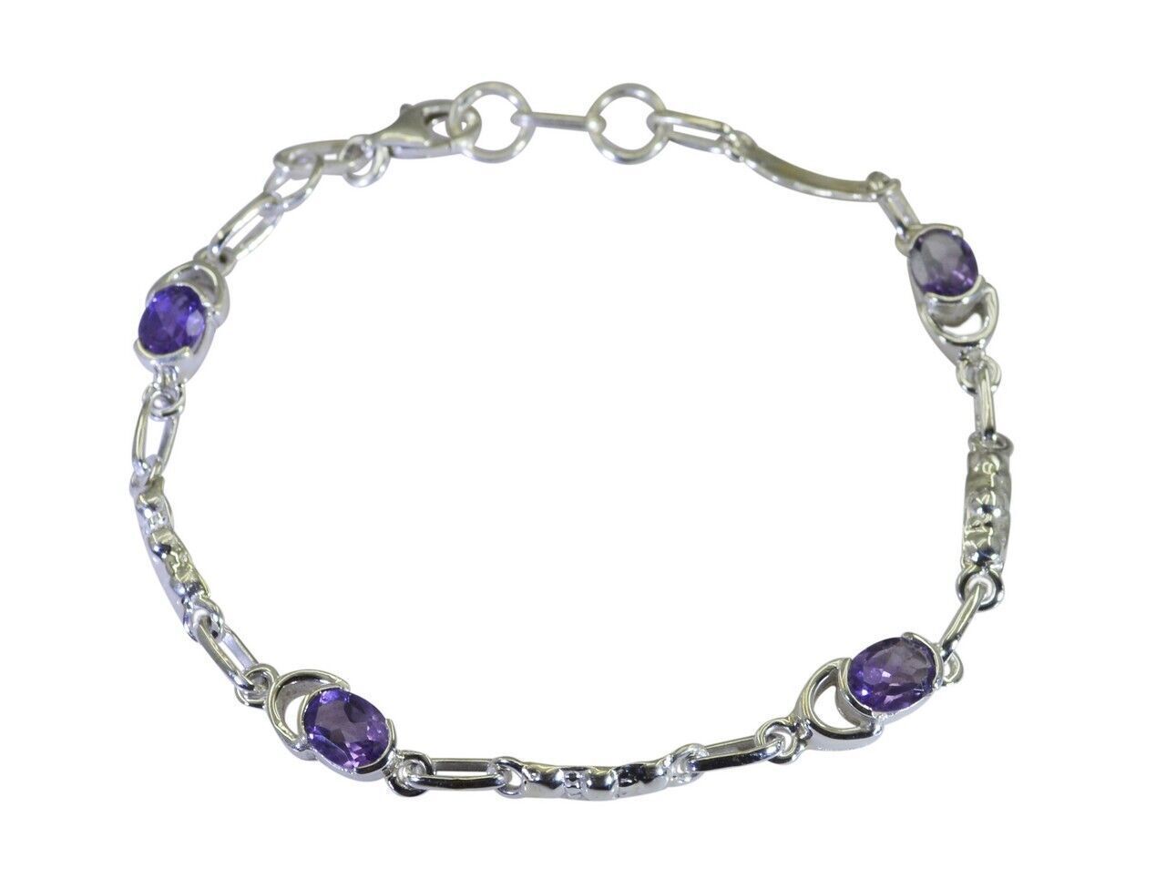 fine Amethyst 925 Solid Sterling Silver Purple Bracelet véritable... - $23.64