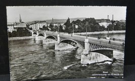 RPPC 1950&#39;s Johanniterbrücke Basel bridge Switzerland stamps postcard - £3.91 GBP