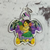 Hawaii Sea Turtle Hula Dancer Lucite Keyring Keychain  - $7.91