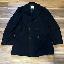 Vintage US Navy Men’s Military 100% Wool BLACK Pea Coat Size 42L Major C... - $85.49