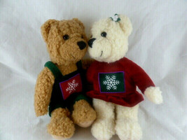 Kissing Hallmark Teddy Bears Plush Snowflake Christmas winter 9" magnet in noses - $12.86