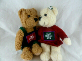 Kissing Hallmark Teddy Bears Plush Snowflake Christmas winter 9&quot; magnet ... - £10.19 GBP