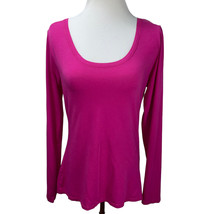 Lucy Pink Solid Pima Cotton Trapeze Long Sleeve Knit Top Size M Workout ... - £10.73 GBP