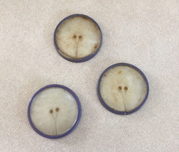 Lot 3 Vintage Faux Mother of Pearl Purple Blue Edge 2 Hole Round Buttons 2.75cm - £10.21 GBP