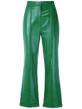 Designer Green Formal Winter Leather Fancy Hot Stylish Lambskin Women Pant - $105.47+