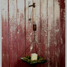 Hanging  Candle Tray with Pulley in distressed metal - £33.57 GBP