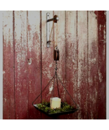 Hanging  Candle Tray with Pulley in distressed metal - £33.09 GBP