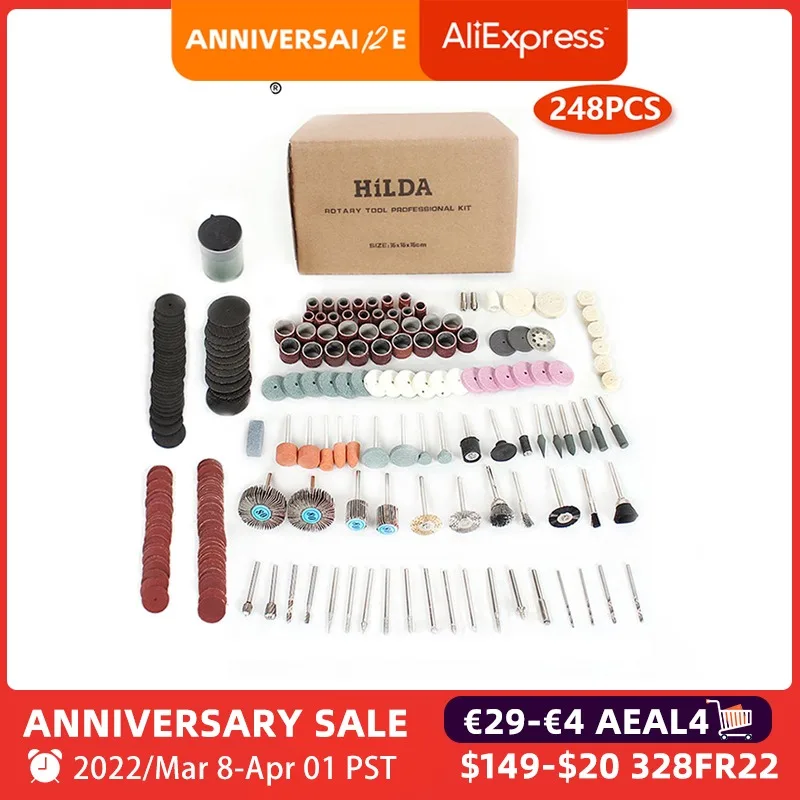 HILDA 248PCS Rotary Tool Accessories for Easy Cutting Grinding Sanding Carving a - £179.44 GBP