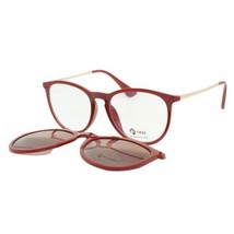 Legacy 95659 C8 Red Gold Unisex Eyeglasses W Polarized Clip On 52-20-145 - £31.32 GBP