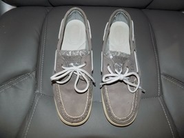 Sperry Top Sider Gray Leather Sequin Boat Shoes #9775867 Size 8 Women&#39;s EUC - $28.47