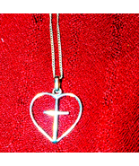 Beautiful sterling silver heart cross necklace - £27.86 GBP