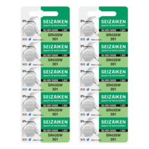 Seizaiken 301 SR43SW 1.55V 0%Hg Silver Oxide Watch Battery (10 Batteries) - $9.35