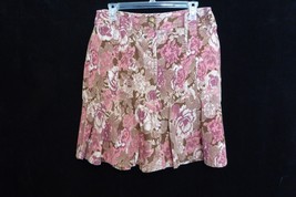 Ann Taylor LOFT Pink Brown Floral  Corduroy Skirt Size 8 Fitted Flared Hem - $19.75
