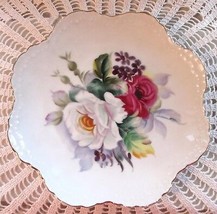 Lefton China Plate Roses Japan 6926 Scalloped Edge Gold Trim Hand Painte... - £7.86 GBP