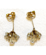 Patented Gold-Tone and Clear Rhinestone Dangle Chain Clip-On Earrings - $14.24