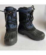 BOYS Thermolite Winter Boots Leather Upper Black Blue Sz 13 Warm Rubber - £6.71 GBP