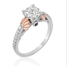 White &amp; Rose Pleated Diamond &amp; Amethyst Ariel Shell Composite Engagement Ring - £39.34 GBP