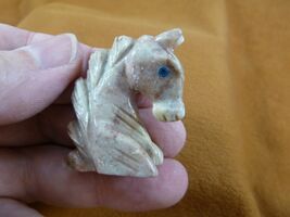 Y-HOR-HE-14 white red CHESS HORSE HEAD gemstone figurine SOAPSTONE PERU ... - $8.99