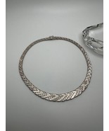Vintage Sterling Silver 3d Flat Chain Textured Necklace 16” - $2,003.70 MXN