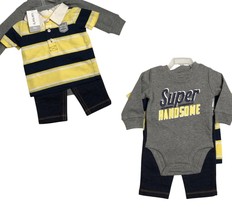 Carters Baby Boy 3 Pc Outfit Short Long Sleeve Shirts Jeans Super Handso... - $15.83
