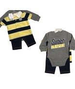 Carters Baby Boy 3 Pc Outfit Short Long Sleeve Shirts Jeans Super Handso... - $22.26 CAD