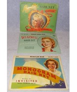 Vintage Real Human Hair Hair Nets Lot Regular Size 1940&#39;s Illustrated En... - $10.90 CAD